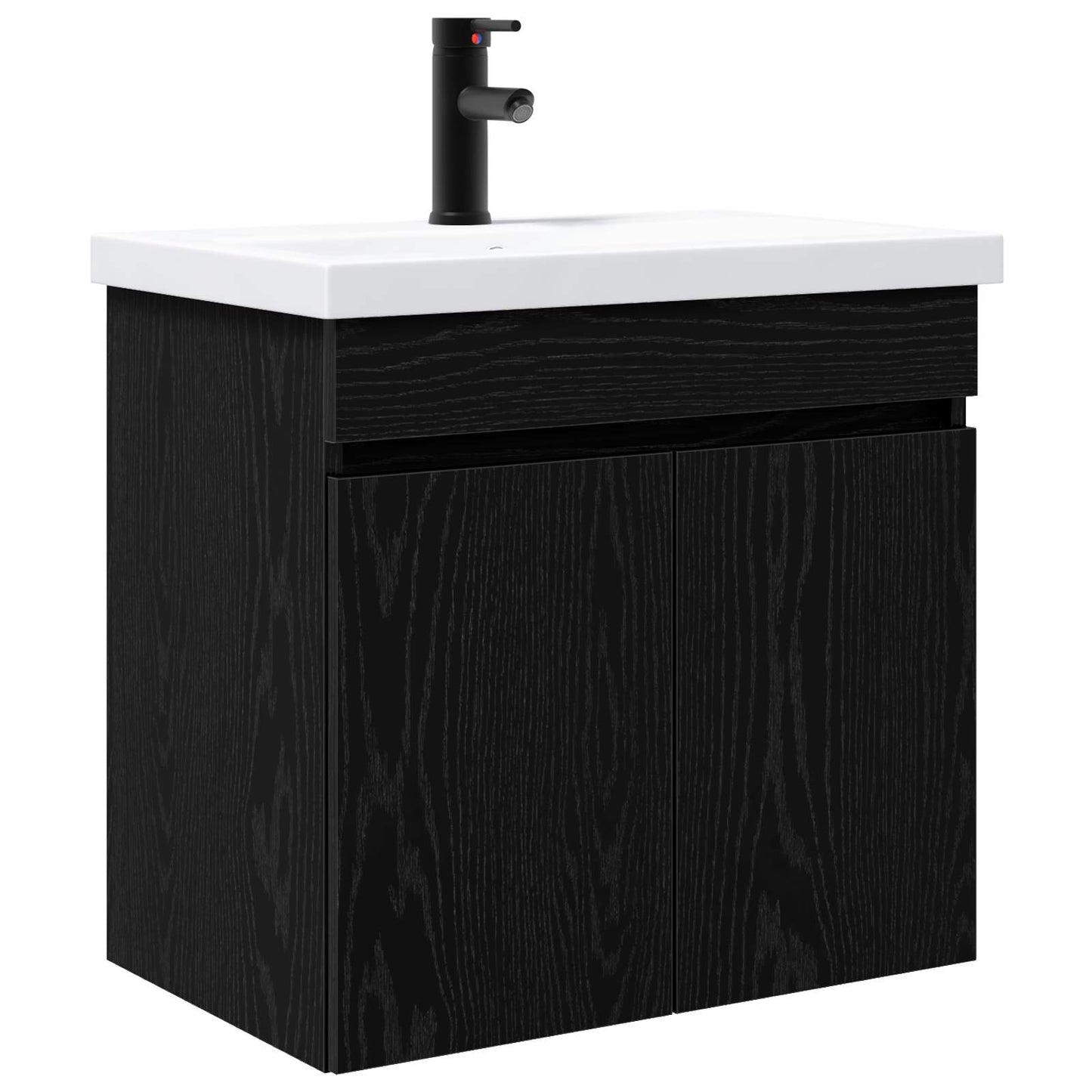 vidaXL Μονάδα μπάνιου με βρύση Μαύρη Δρυς 61 x 40 x 74,5 εκ.