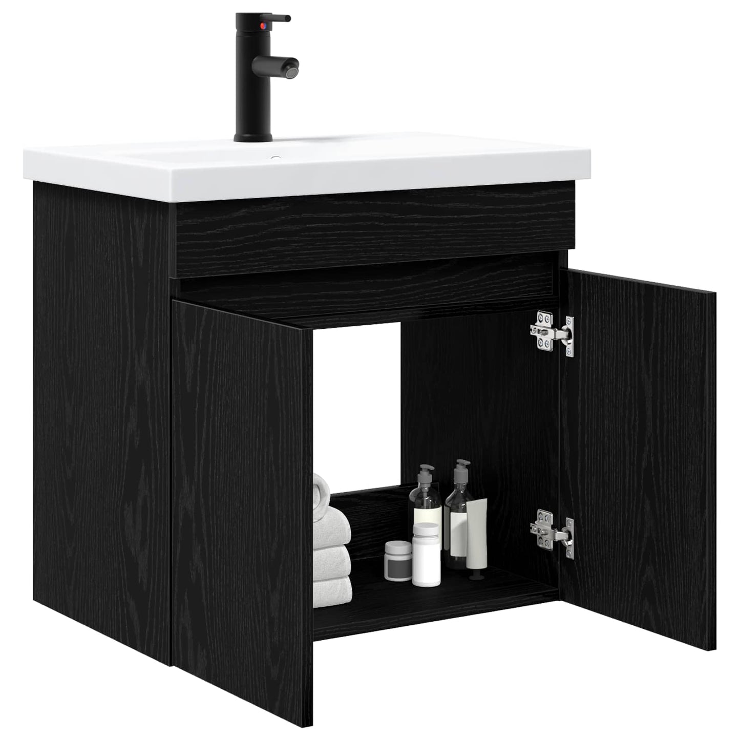 vidaXL Μονάδα μπάνιου με βρύση Μαύρη Δρυς 61 x 40 x 74,5 εκ.
