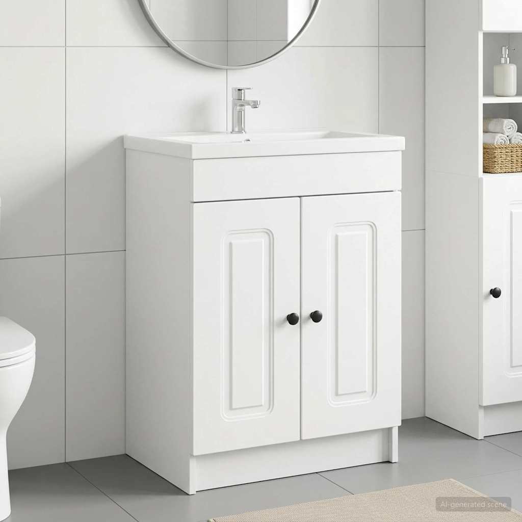 vidaXL Ντουλάπι κάτω από τον νιπτήρα Λευκό 56 x 37,5 x 81 εκ