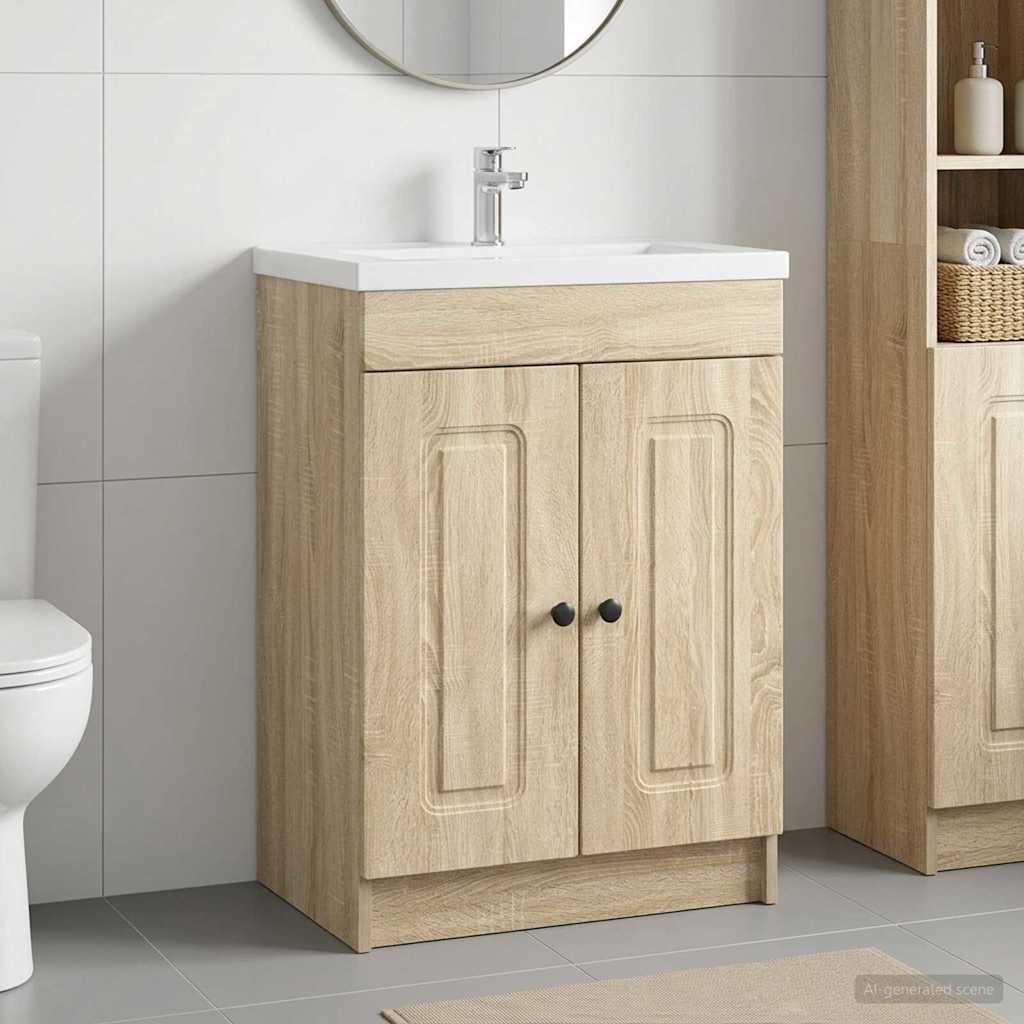 vidaXL Ντουλάπι κάτω από τον νιπτήρα Sonoma Δρυς 56 x 37,5 x 81 εκ