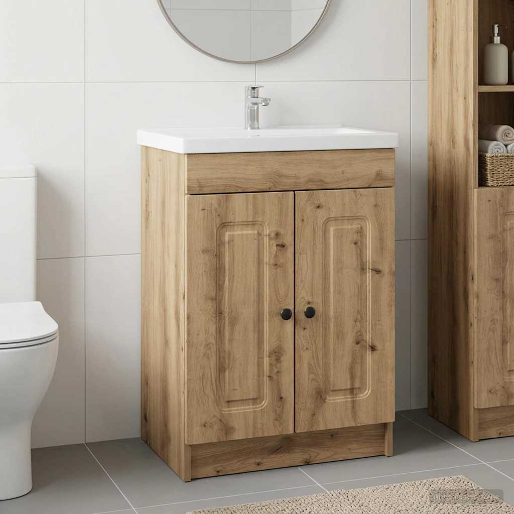 vidaXL Ντουλάπι κάτω από τον νιπτήρα Artisan Δρυς 56 x 37,5 x 81 εκ