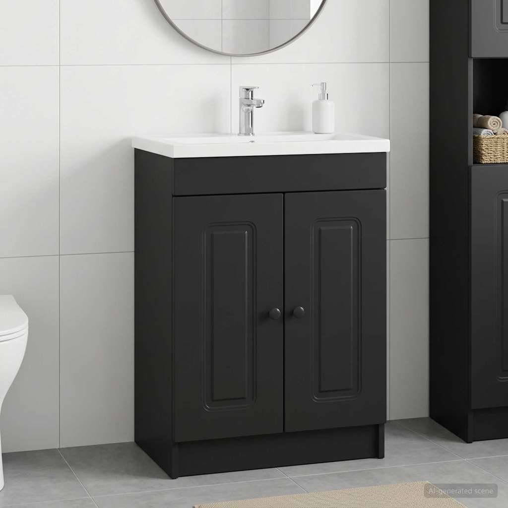 vidaXL Ντουλάπι κάτω από τον νιπτήρα Μαύρο 78,5 x 37,5 x 81 εκ