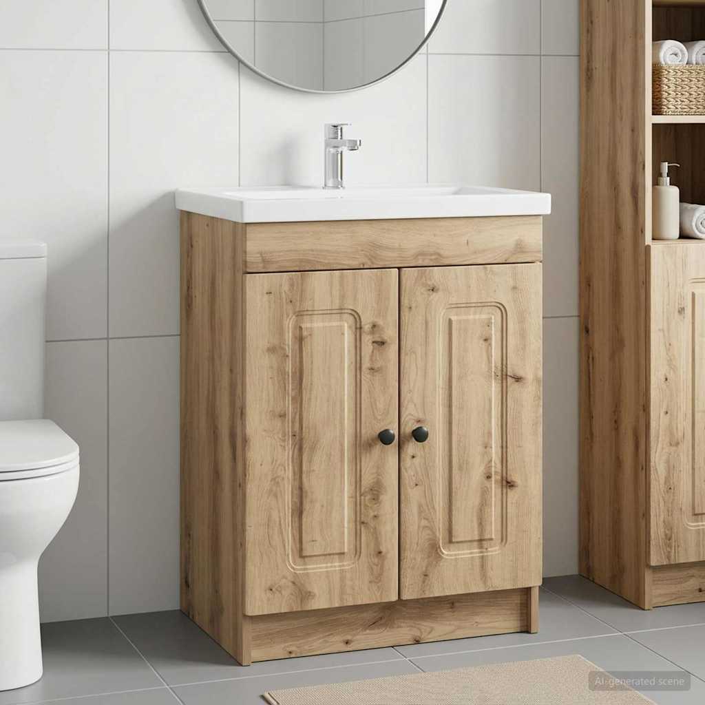 vidaXL Ντουλάπι κάτω από τον νιπτήρα Artisan Δρυς 78,5 x 37,5 x 81 εκ
