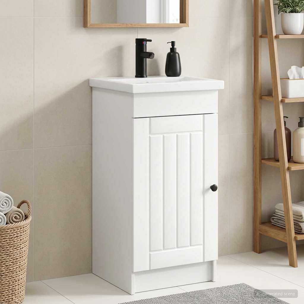 vidaXL Καθρέφτης μπάνιου με νιπτήρα Λευκό 42 x 40 x 84,5 εκ