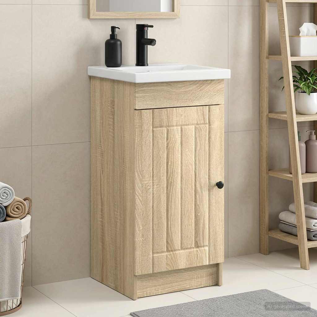 vidaXL Καθρέφτης μπάνιου με νιπτήρα Sonoma Δρυς 42 x 40 x 84,5 εκ