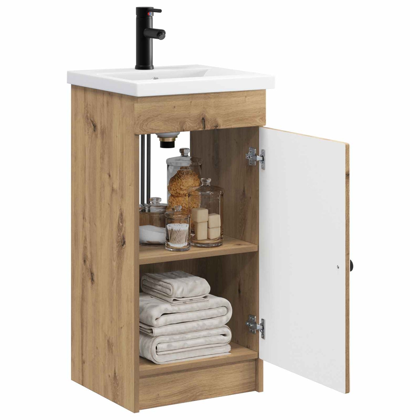 vidaXL Καθρέφτης μπάνιου με νιπτήρα Artisan Δρυς 42 x 40 x 84,5 εκ