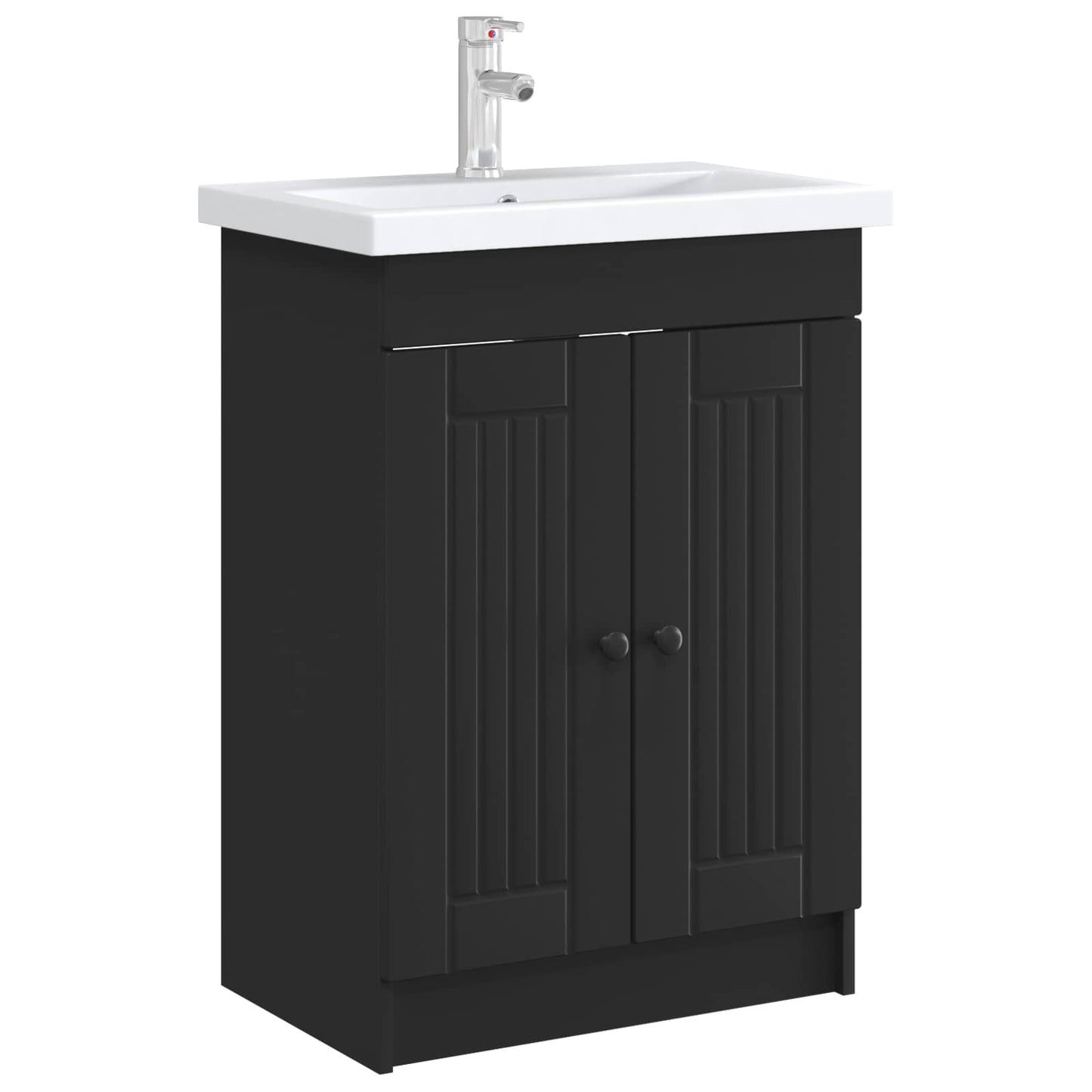 vidaXL Ντουλάπι κάτω από τον νιπτήρα Μαύρο 56 x 37,5 x 81 εκ