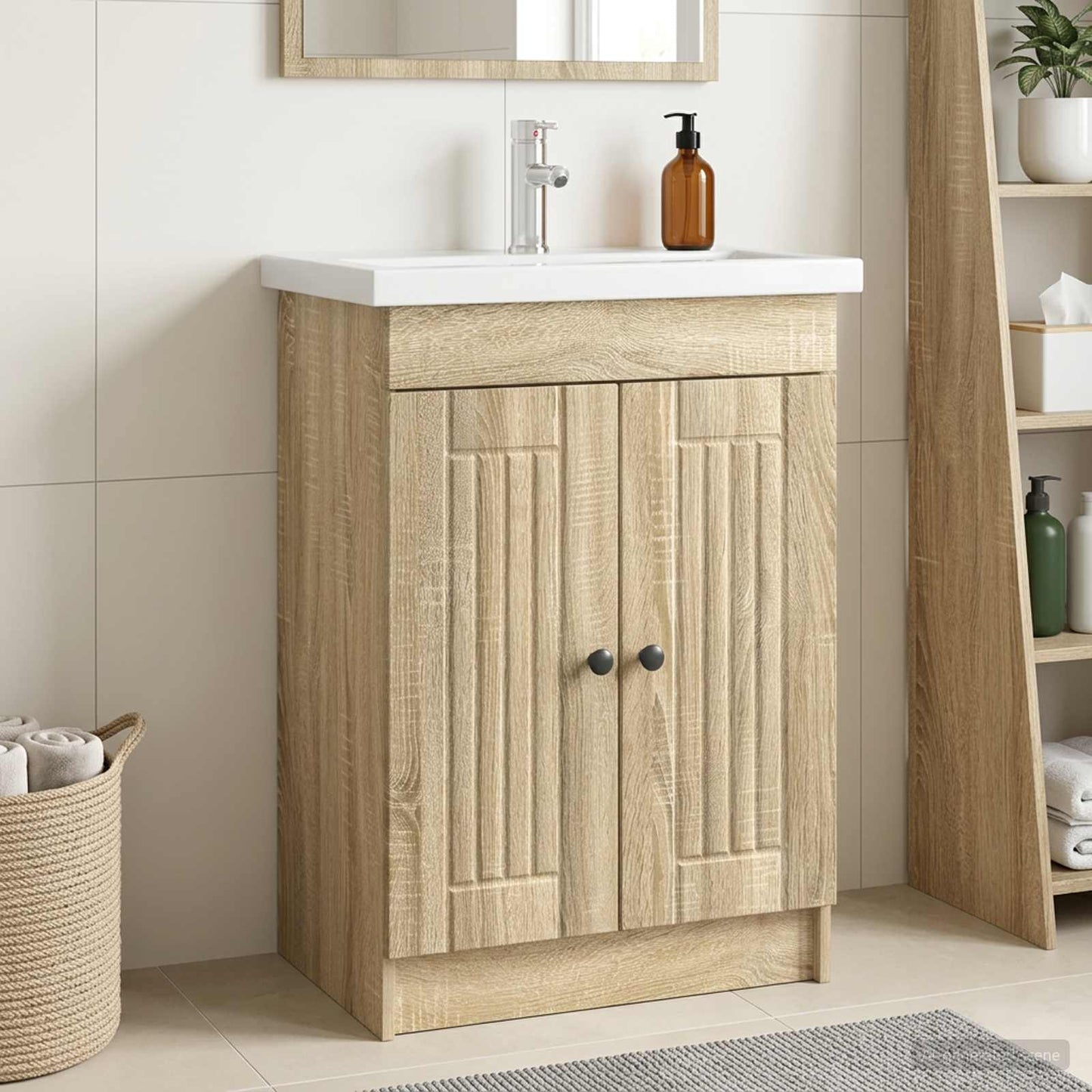 vidaXL Ντουλάπι κάτω από τον νιπτήρα Sonoma Δρυς 56 x 37,5 x 81 εκ