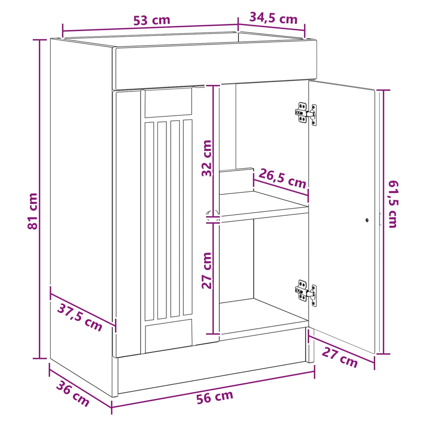 vidaXL Ντουλάπι κάτω από τον νιπτήρα Artisan Δρυς 56 x 37,5 x 81 εκ