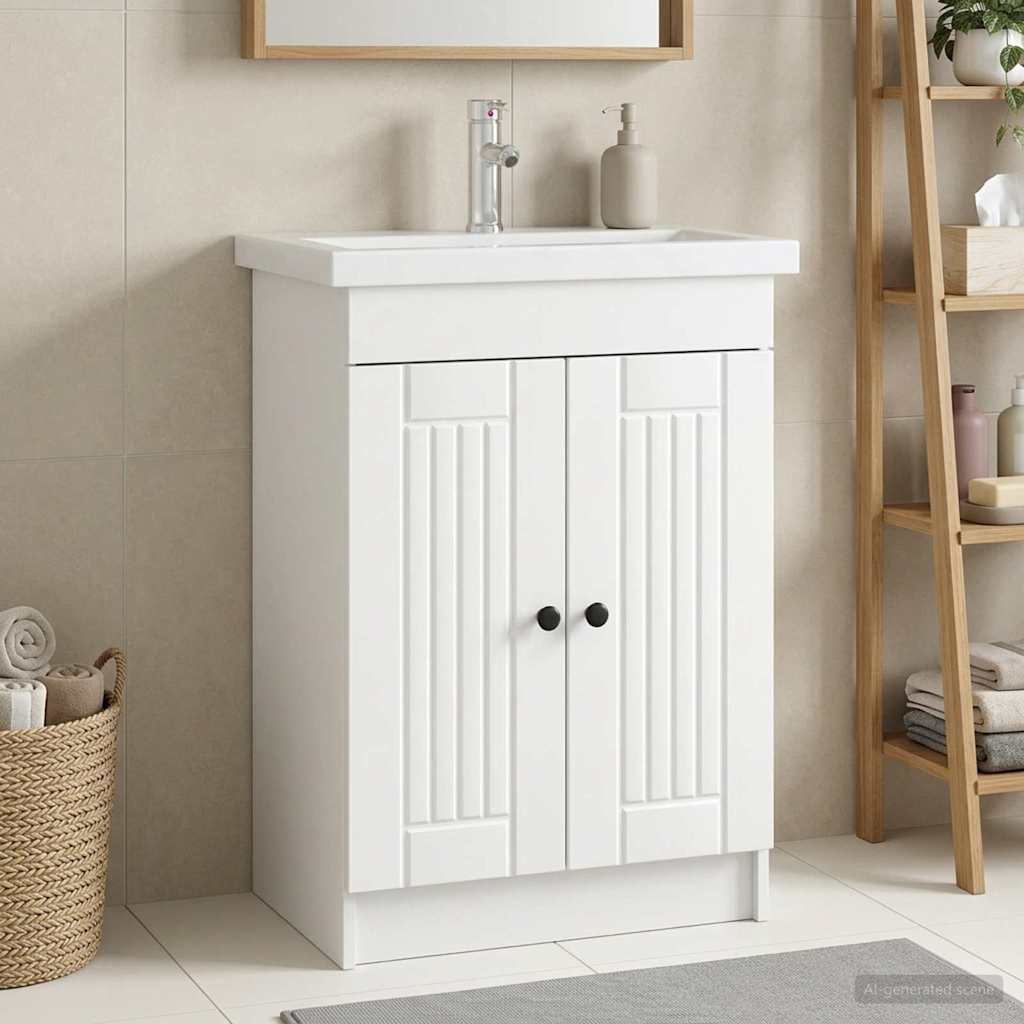 vidaXL Ντουλάπι κάτω από τον νιπτήρα Λευκό 78,5 x 37,5 x 81 εκ