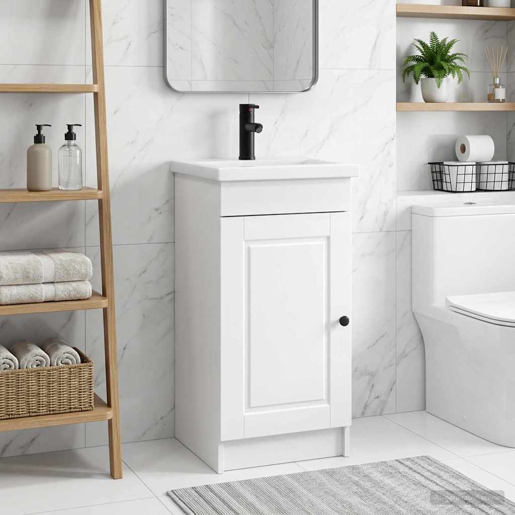 vidaXL Καθρέφτης μπάνιου με νιπτήρα Λευκό 42 x 40 x 84,5 εκ