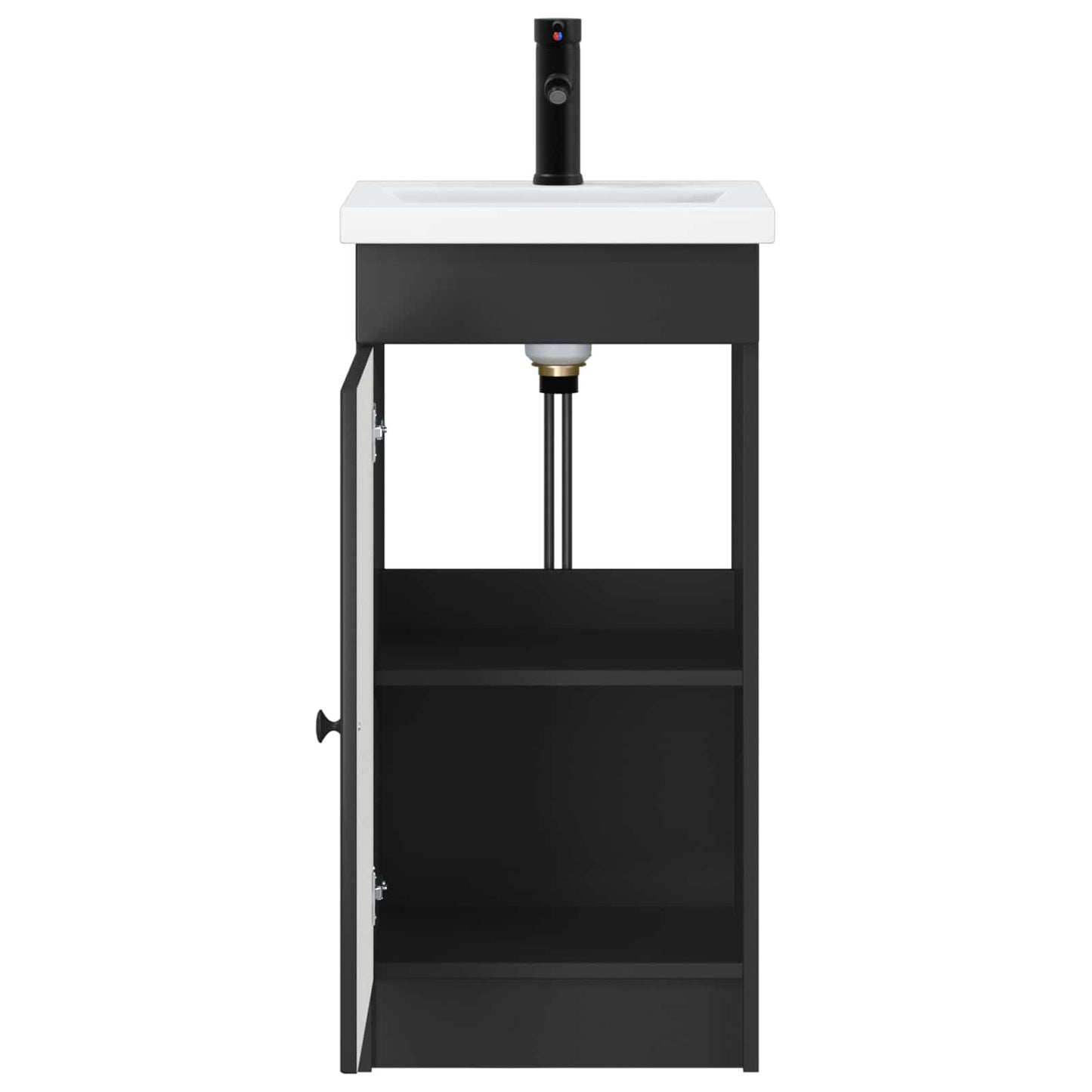 vidaXL Καθρέφτης μπάνιου με νιπτήρα Μαύρο 42 x 40 x 84,5 εκ