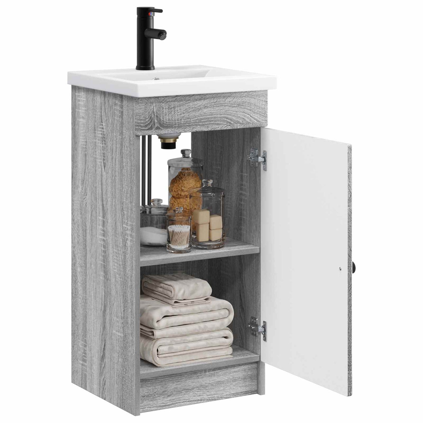 vidaXL Καθρέφτης μπάνιου με νιπτήρα Γκρι Sonoma 42 x 40 x 84,5 εκ