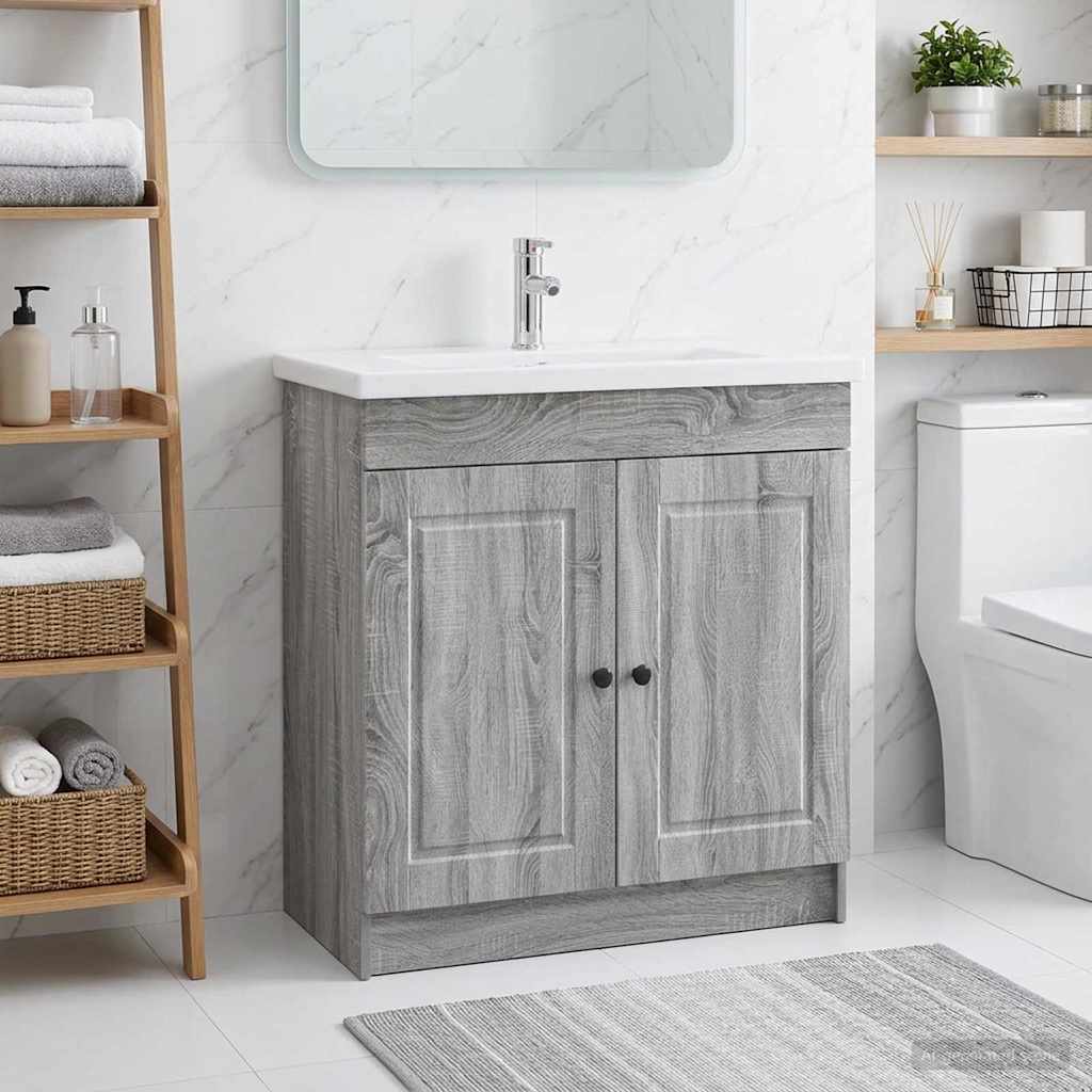 vidaXL Ντουλάπι κάτω από τον νιπτήρα Γκρι Sonoma 56 x 37,5 x 81 εκ