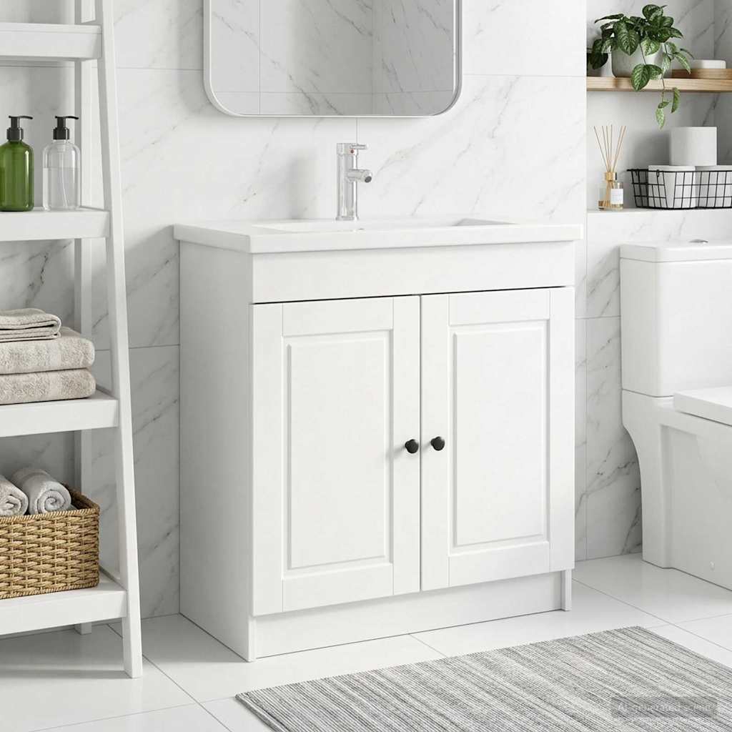 vidaXL Ντουλάπι κάτω από τον νιπτήρα Λευκό 78,5 x 37,5 x 81 εκ