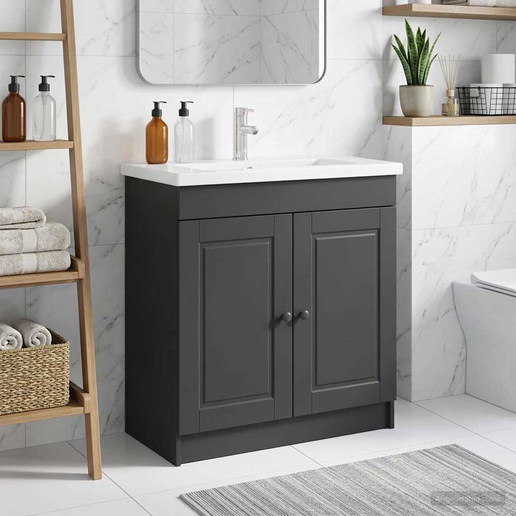 vidaXL Ντουλάπι κάτω από τον νιπτήρα Μαύρο 78,5 x 37,5 x 81 εκ