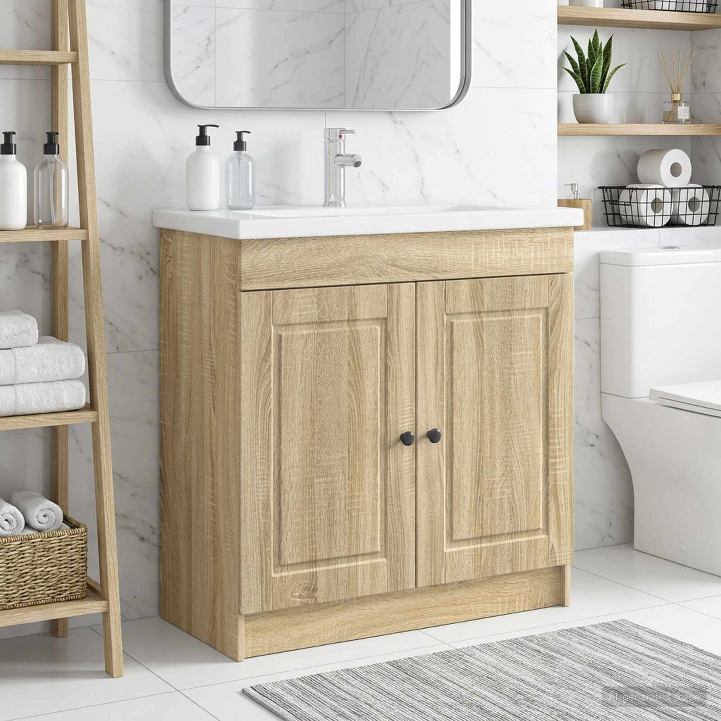 vidaXL Ντουλάπι κάτω από τον νιπτήρα Sonoma Δρυς 78,5 x 37,5 x 81 εκ