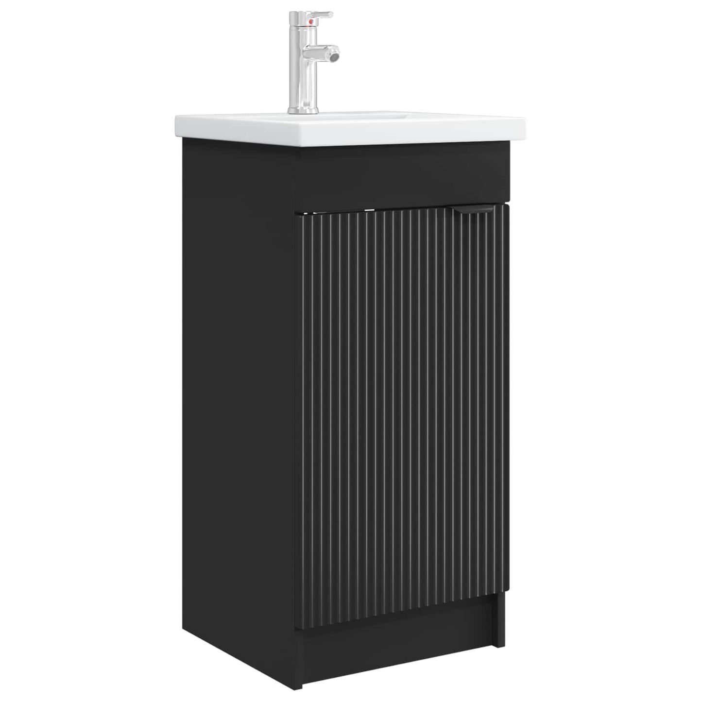 vidaXL Καθρέφτης μπάνιου με νιπτήρα Μαύρο 42 x 40 x 84,5 εκ