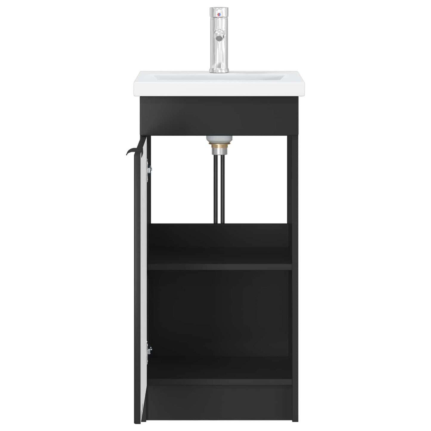 vidaXL Καθρέφτης μπάνιου με νιπτήρα Μαύρο 42 x 40 x 84,5 εκ
