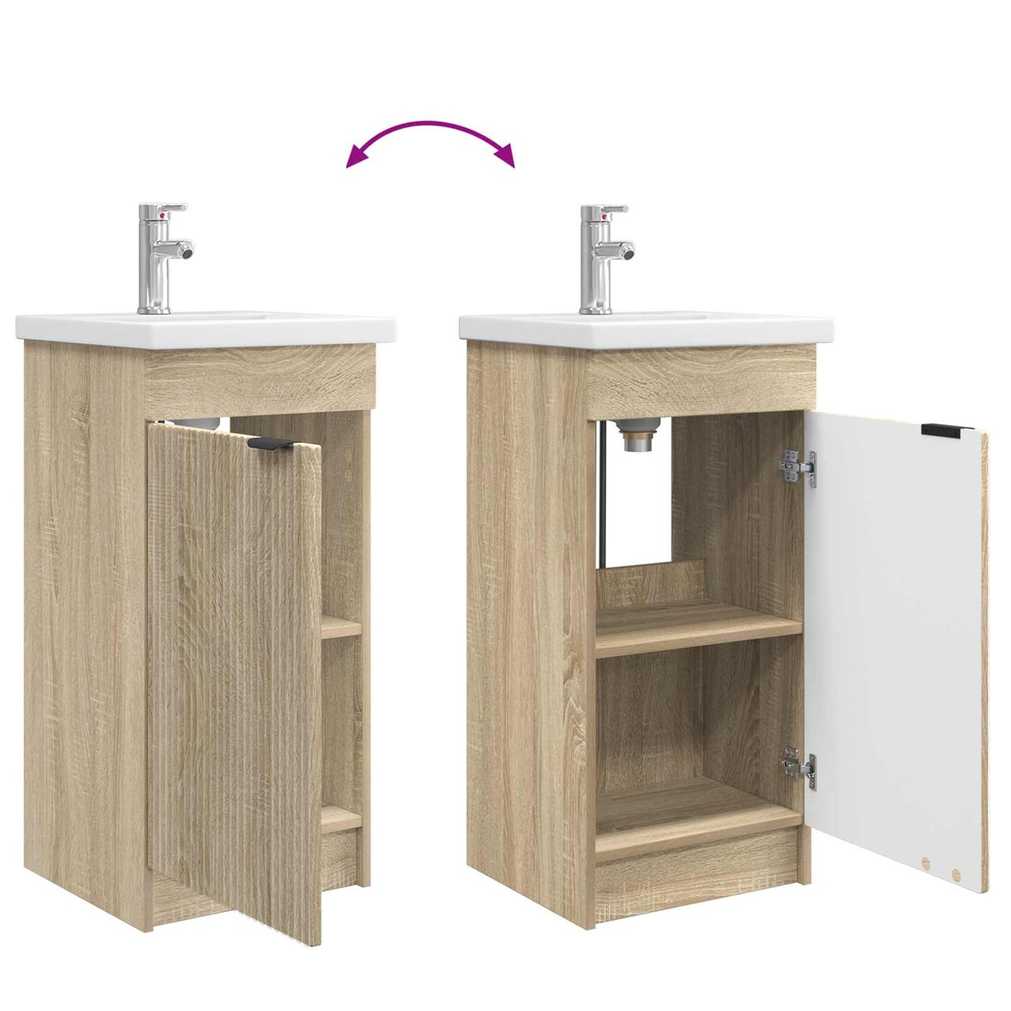 vidaXL Καθρέφτης μπάνιου με νιπτήρα Sonoma Δρυς 42 x 40 x 84,5 εκ