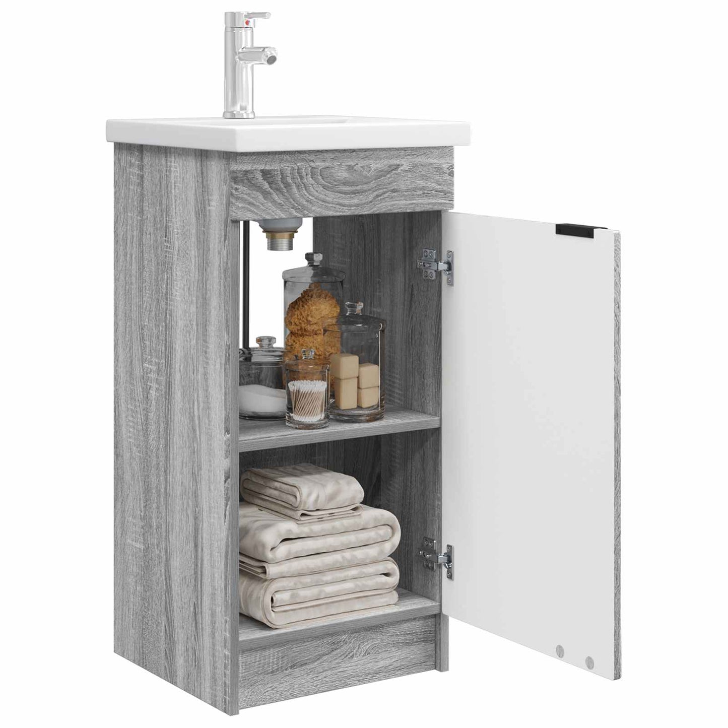 vidaXL Καθρέφτης μπάνιου με νιπτήρα Γκρι Sonoma 42 x 40 x 84,5 εκ