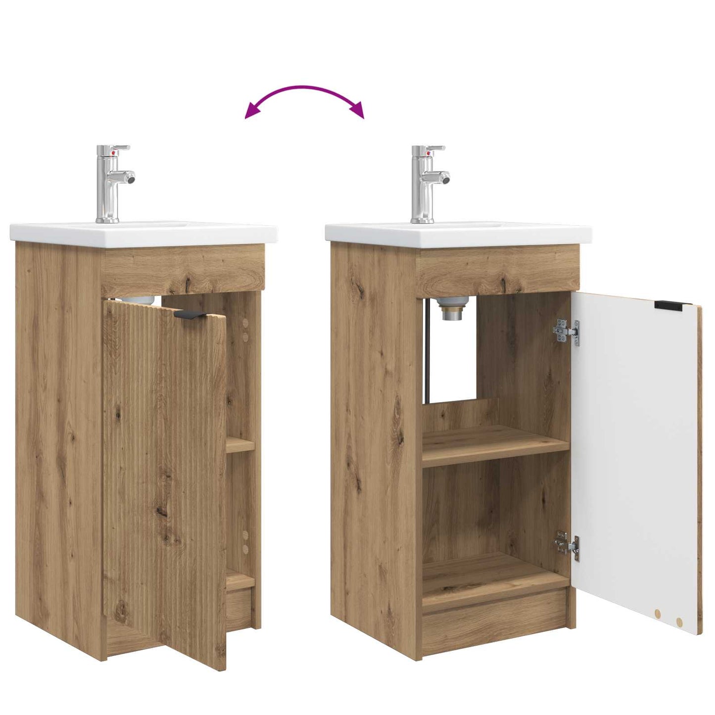vidaXL Καθρέφτης μπάνιου με νιπτήρα Artisan Δρυς 42 x 40 x 84,5 εκ