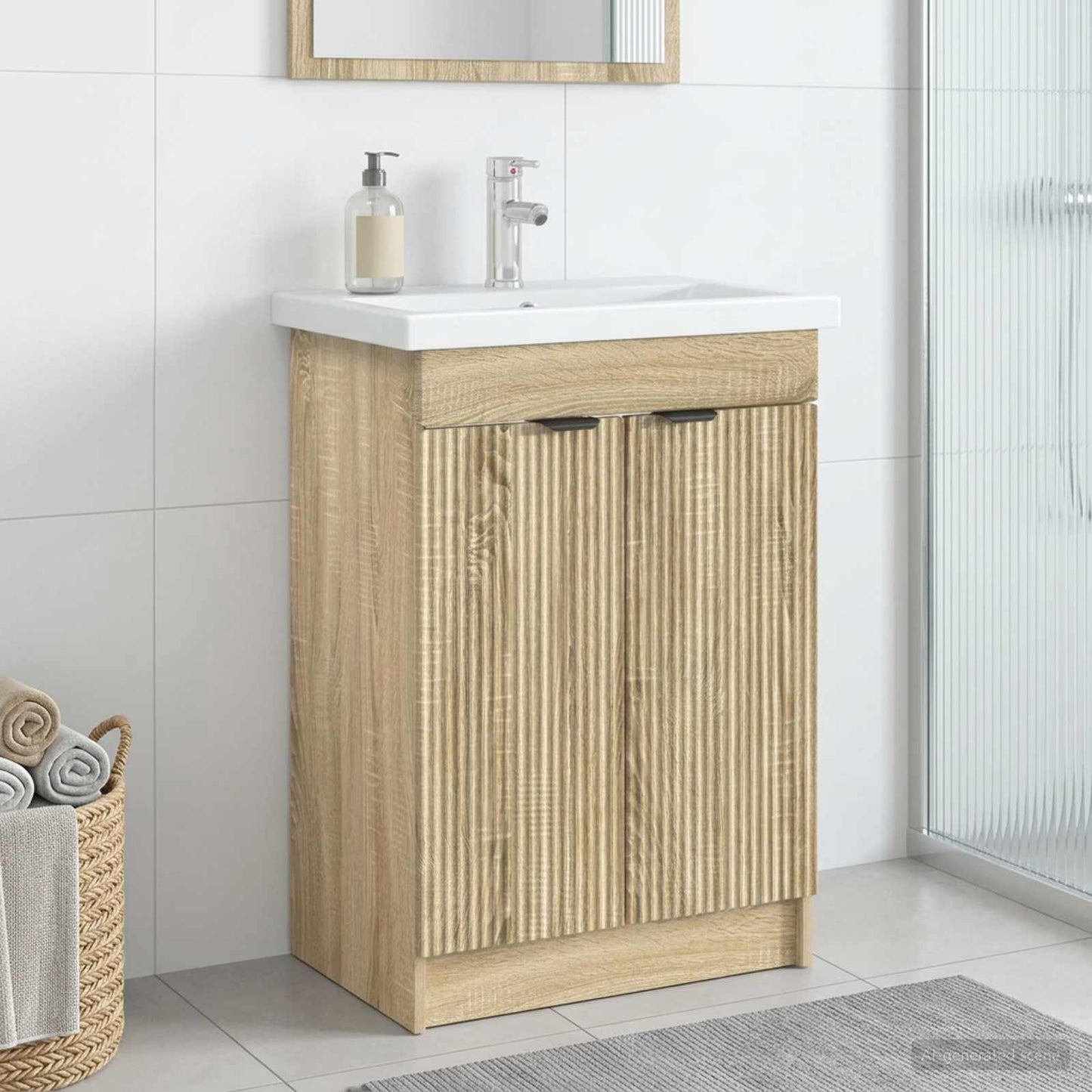 vidaXL Ντουλάπι κάτω από τον νιπτήρα Sonoma Δρυς 56 x 37,5 x 81 εκ