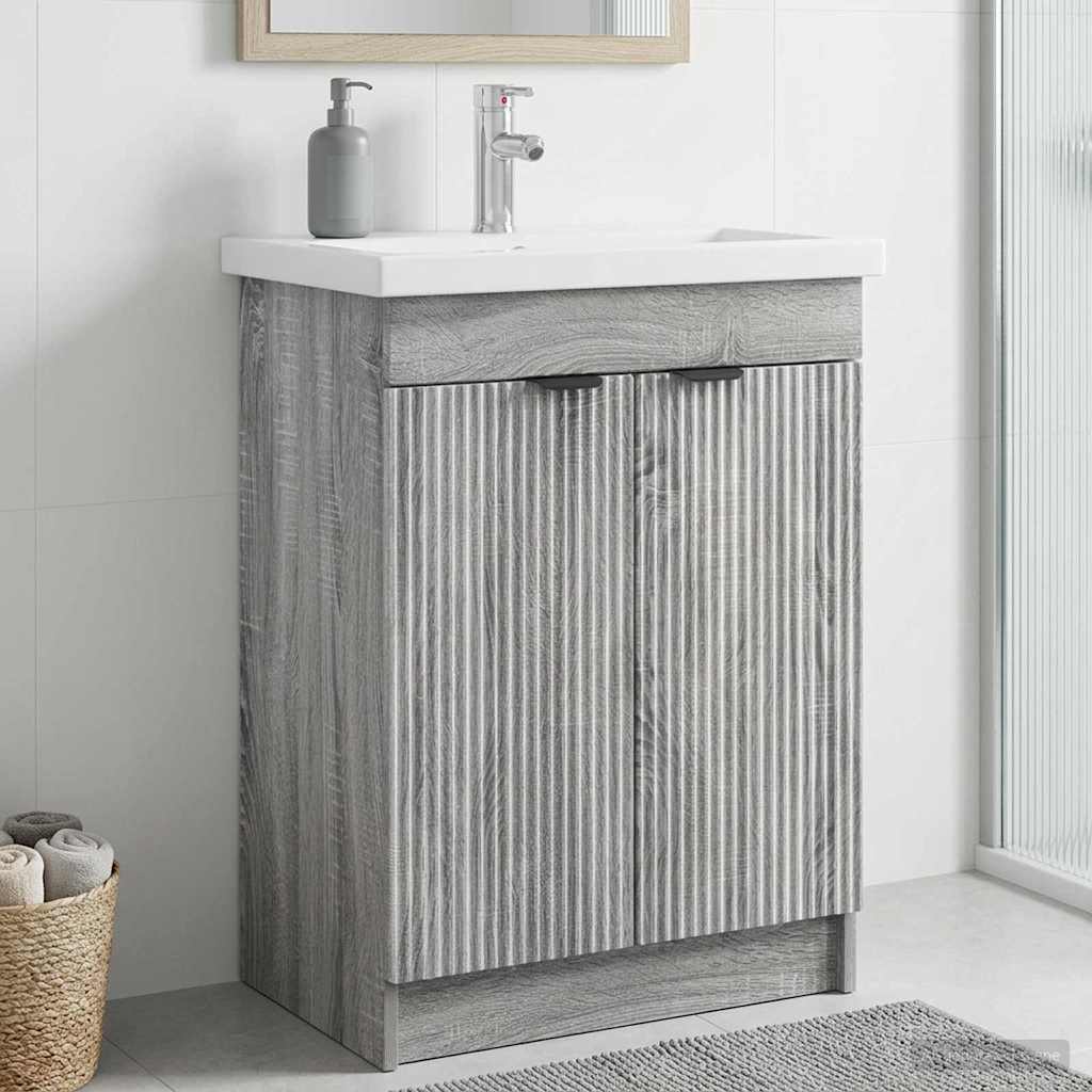vidaXL Ντουλάπι κάτω από τον νιπτήρα Γκρι Sonoma 56 x 37,5 x 81 εκ