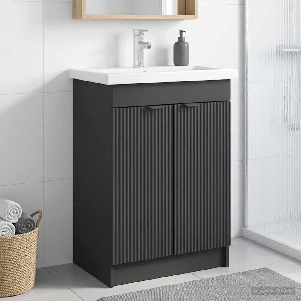 vidaXL Ντουλάπι κάτω από τον νιπτήρα Μαύρο 78,5 x 37,5 x 81 εκ