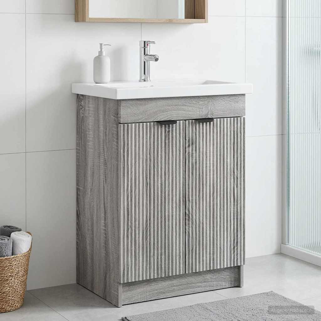 vidaXL Ντουλάπι κάτω από τον νιπτήρα Γκρι Sonoma 78,5 x 37,5 x 81 εκ