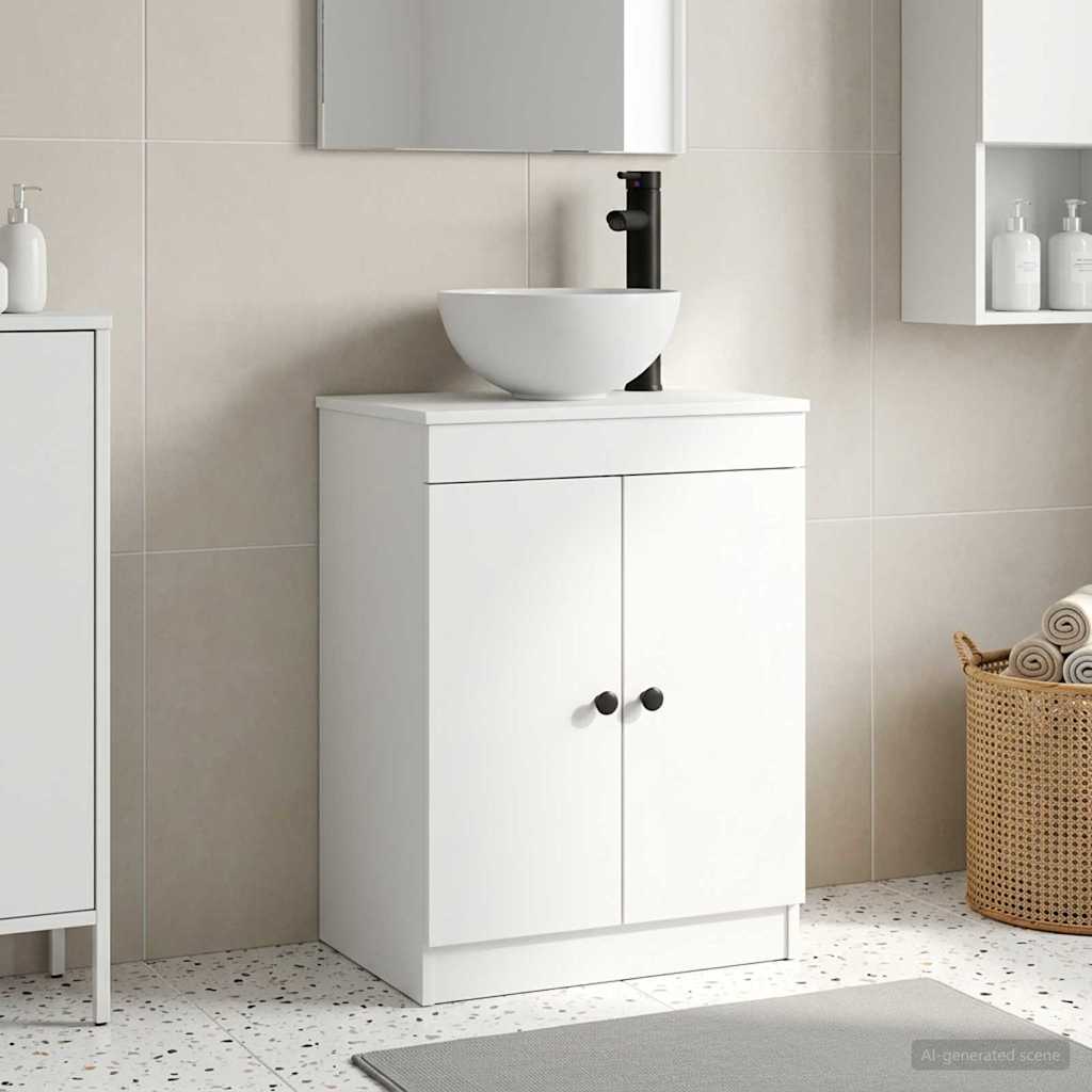 vidaXL Καθρέφτης μπάνιου με νιπτήρα Λευκό 54 x 35 x 83 εκ