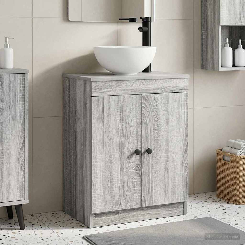 vidaXL Καθρέφτης μπάνιου με νιπτήρα Γκρι Sonoma 54 x 35 x 83 εκ
