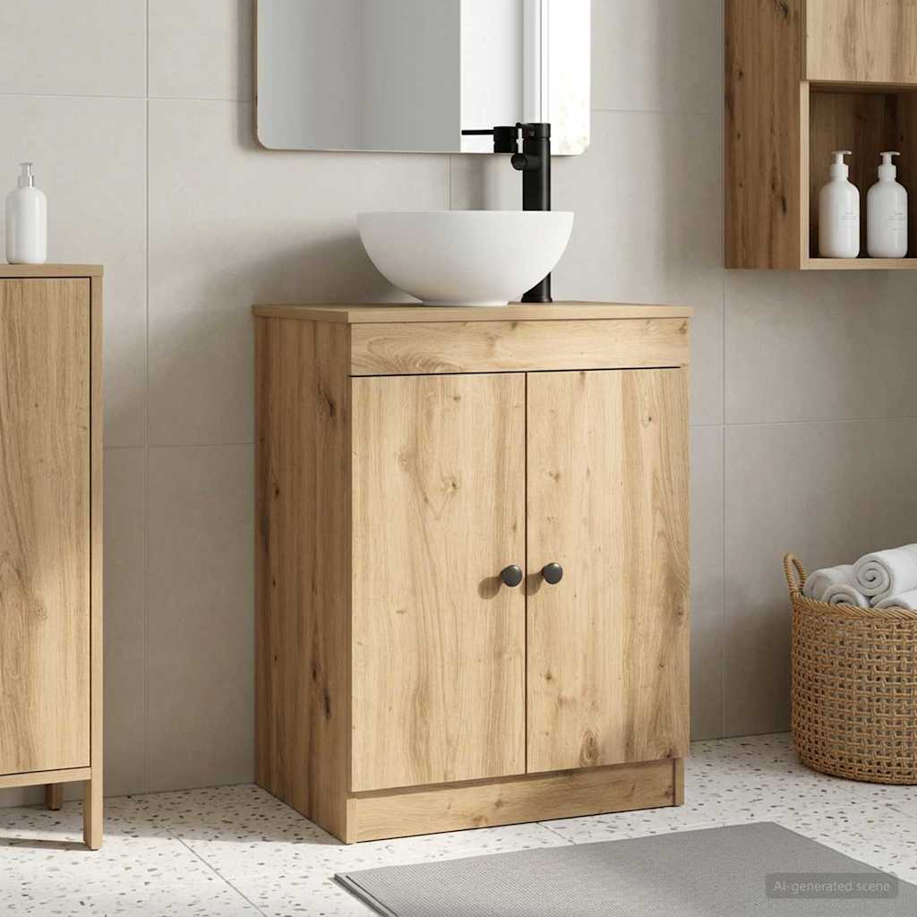 vidaXL Καθρέφτης μπάνιου με νιπτήρα Artisan Δρυς 54 x 35 x 83 εκ