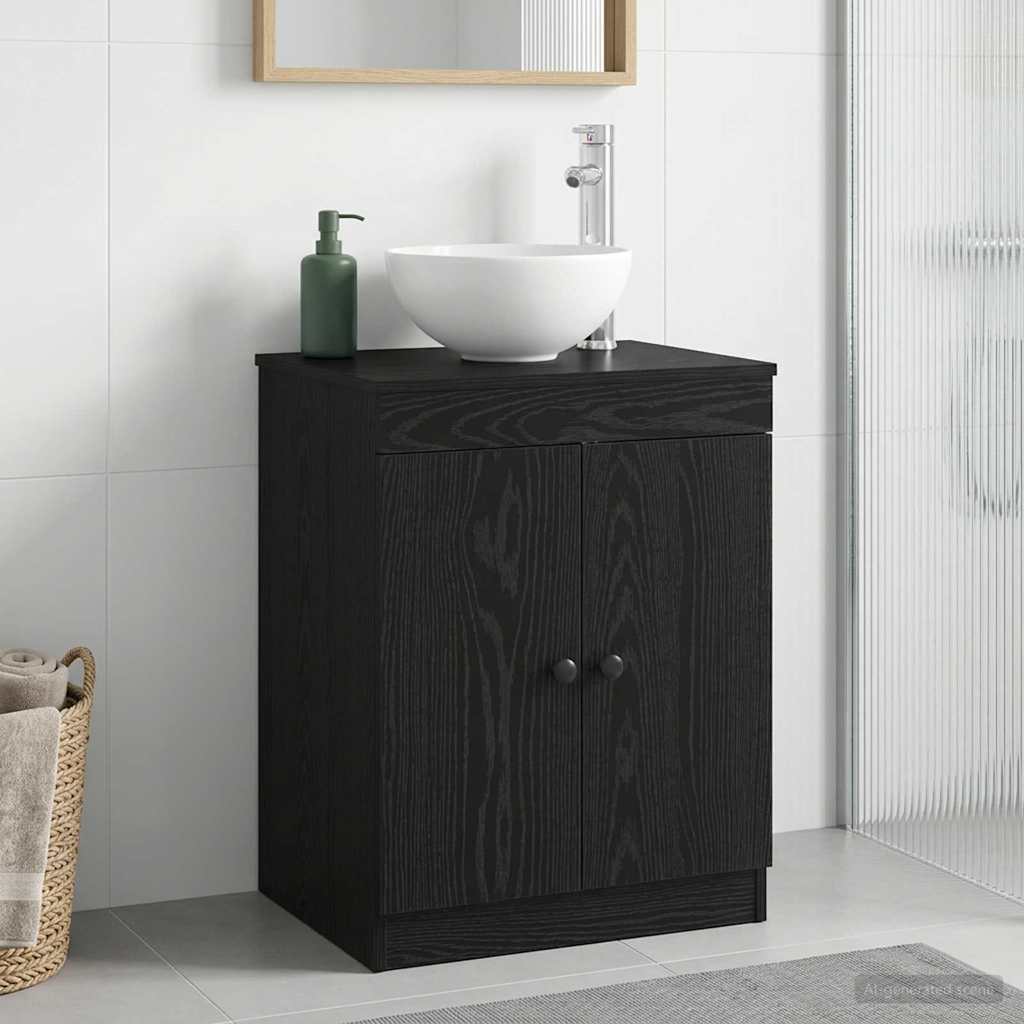 vidaXL Ντουλάπι Μπάνιου Μαύρο 54 x 41 x 70 εκ Επεξεργασμένο Ξύλο