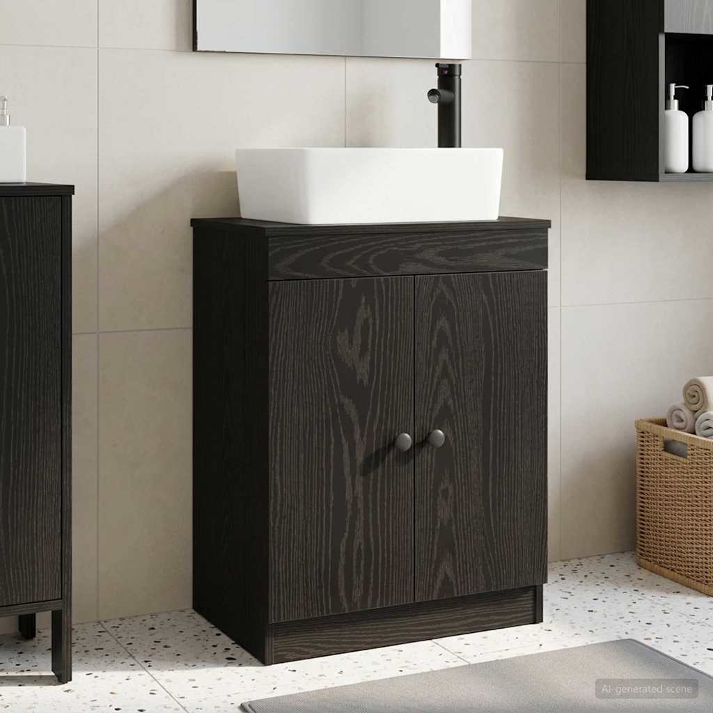 vidaXL Καθρέφτης μπάνιου με νιπτήρα Μαύρο 54 x 35 x 83 εκ
