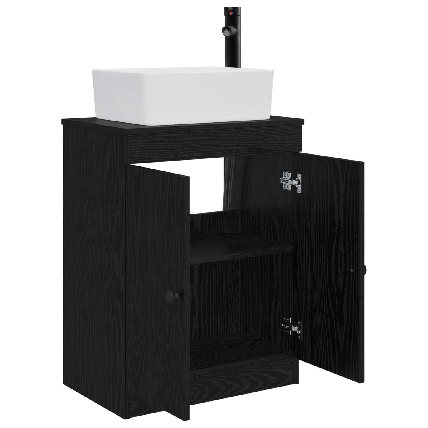 vidaXL Καθρέφτης μπάνιου με νιπτήρα Μαύρο 54 x 35 x 83 εκ