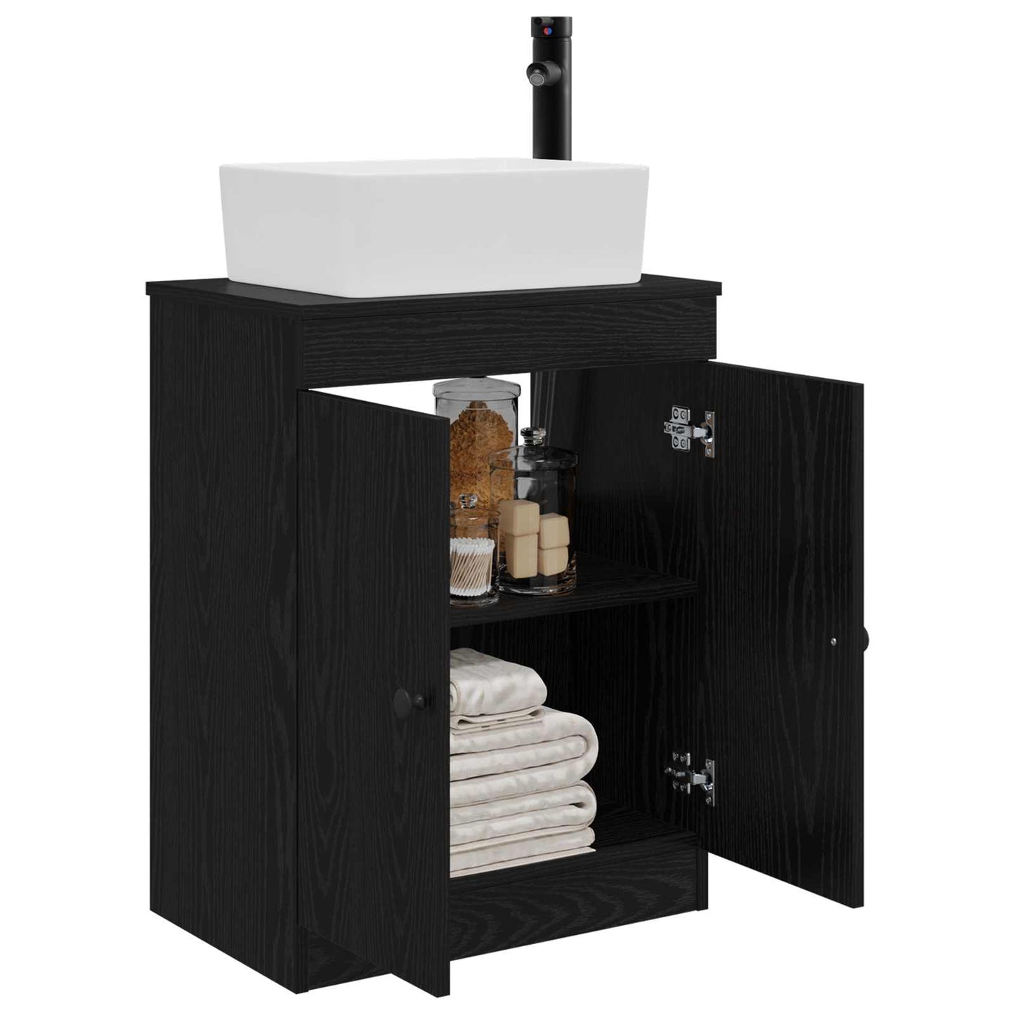 vidaXL Καθρέφτης μπάνιου με νιπτήρα Μαύρο 54 x 35 x 83 εκ