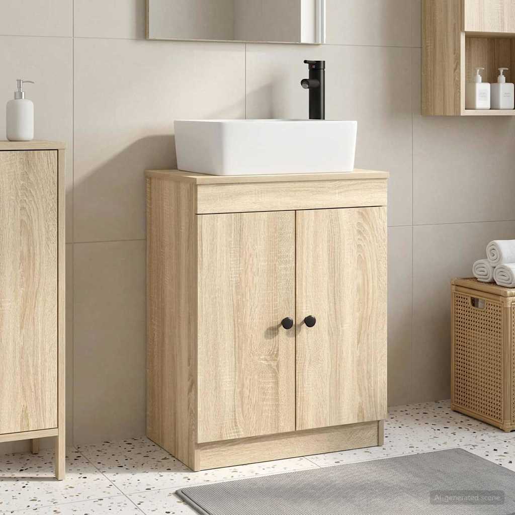 vidaXL Καθρέφτης μπάνιου με νιπτήρα Sonoma Δρυς 54 x 35 x 83 εκ