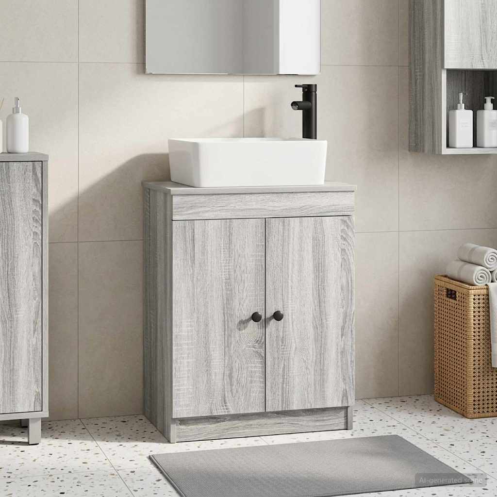 vidaXL Καθρέφτης μπάνιου με νιπτήρα Γκρι Sonoma 54 x 35 x 83 εκ