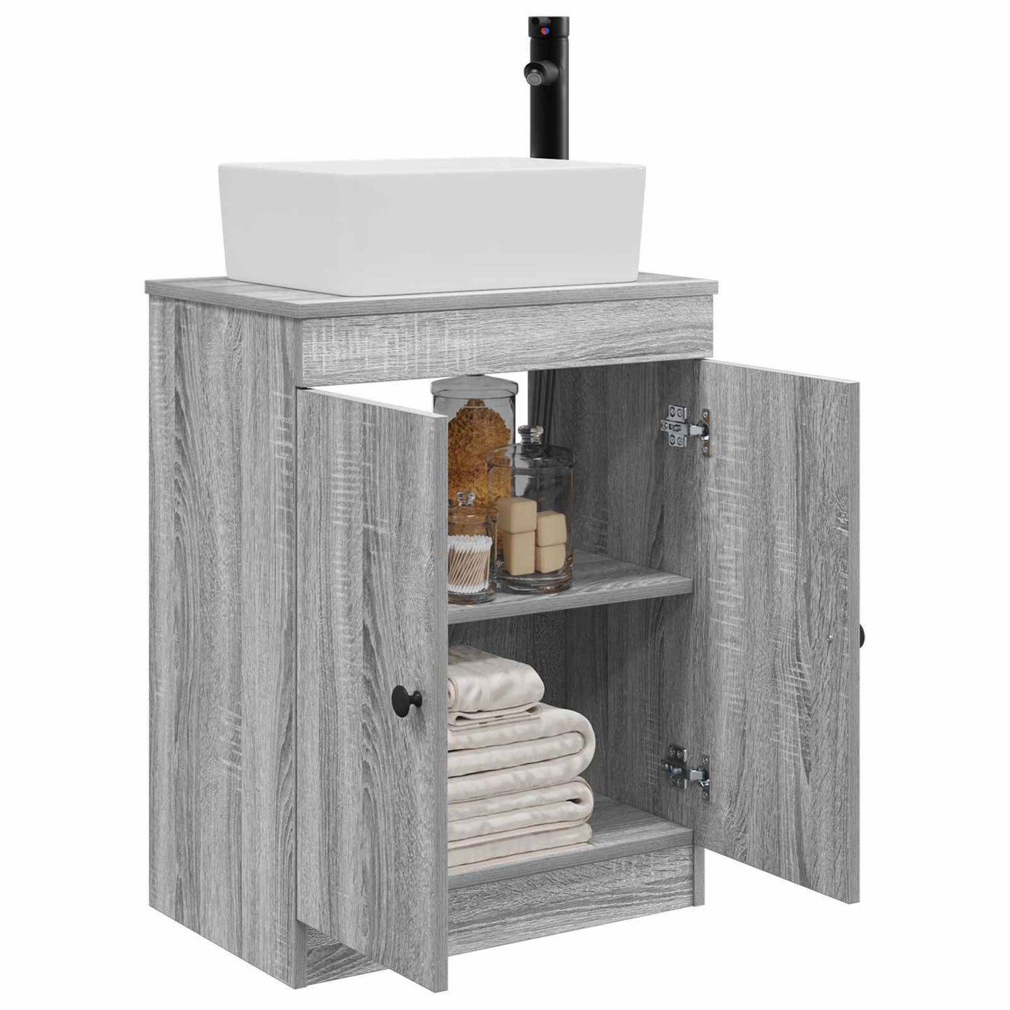 vidaXL Καθρέφτης μπάνιου με νιπτήρα Γκρι Sonoma 54 x 35 x 83 εκ