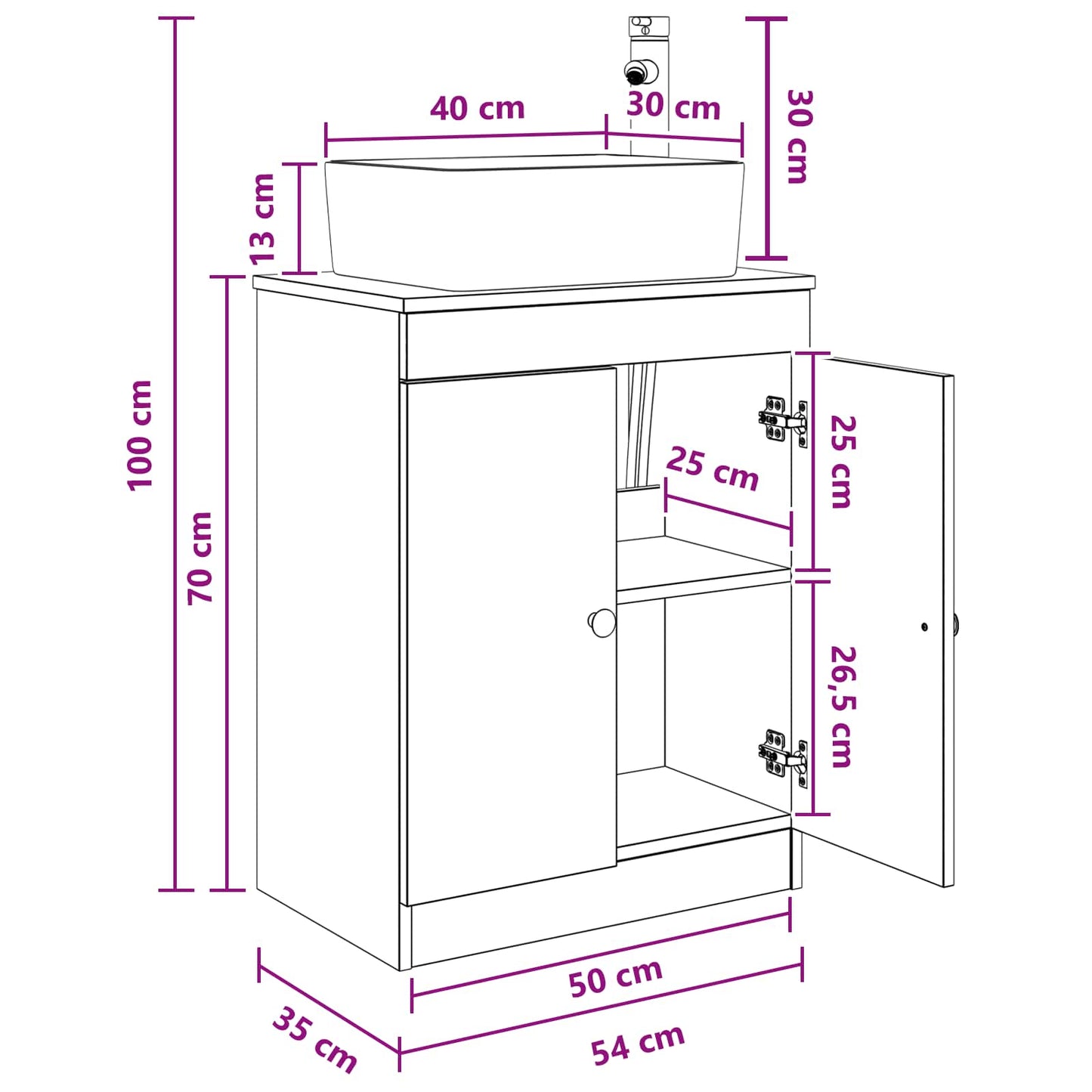 vidaXL Καθρέφτης μπάνιου με νιπτήρα Γκρι Sonoma 54 x 35 x 83 εκ