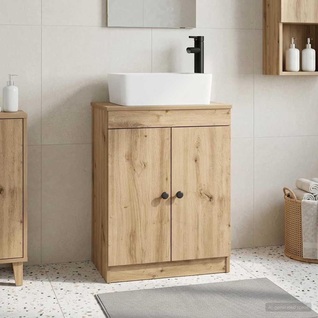 vidaXL Καθρέφτης μπάνιου με νιπτήρα Artisan Δρυς 54 x 35 x 83 εκ