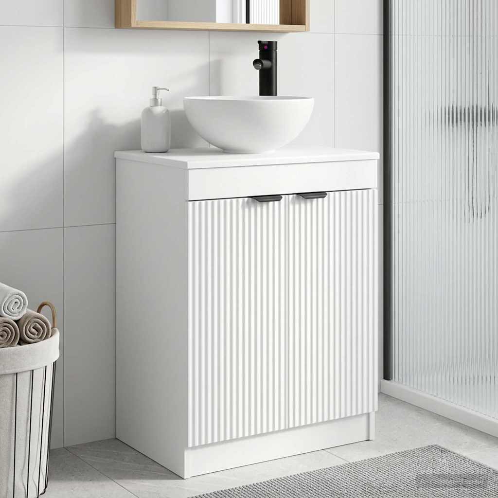 vidaXL Καθρέφτης μπάνιου με νιπτήρα Λευκό 54 x 35 x 83 εκ