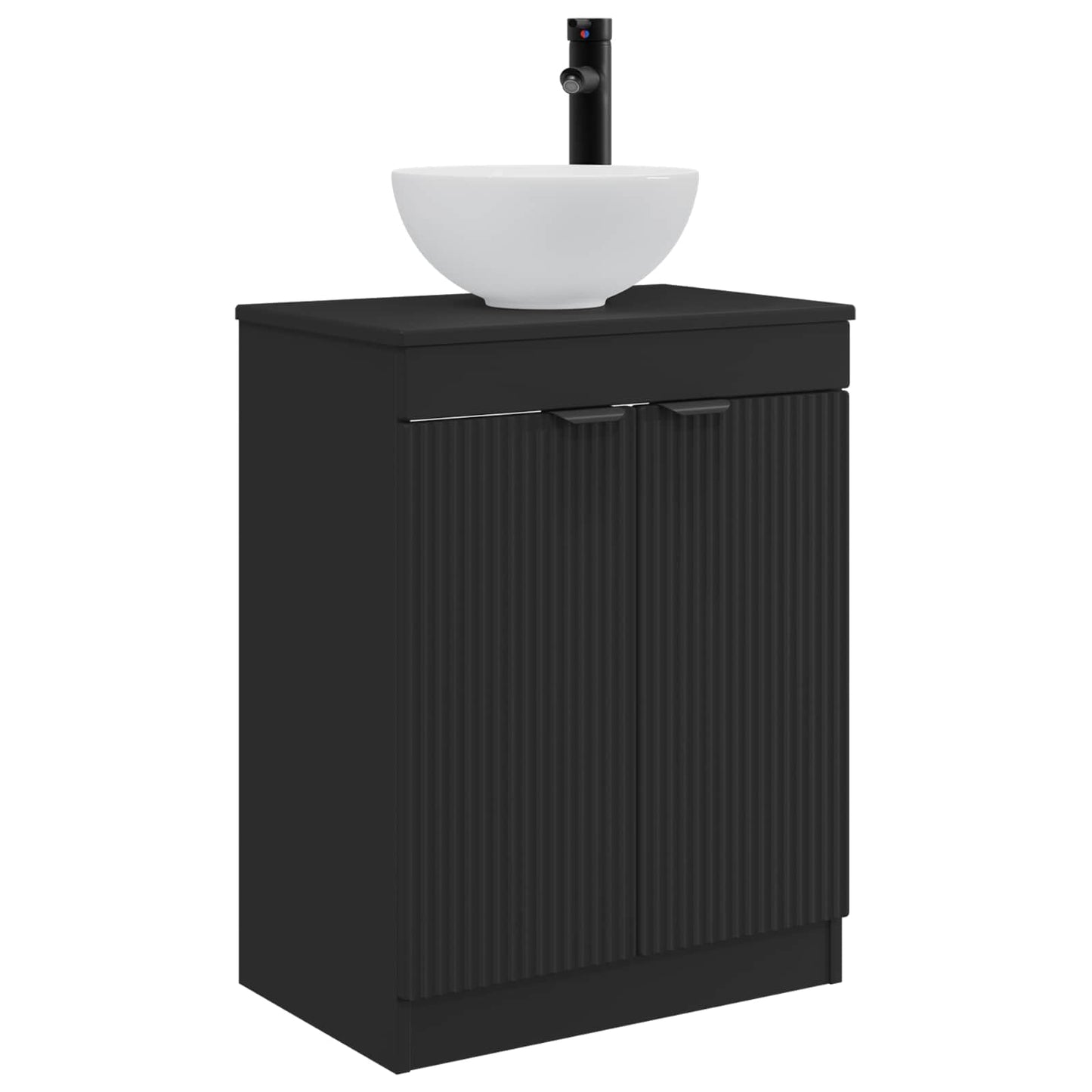 vidaXL Καθρέφτης μπάνιου με νιπτήρα Μαύρο 54 x 35 x 83 εκ
