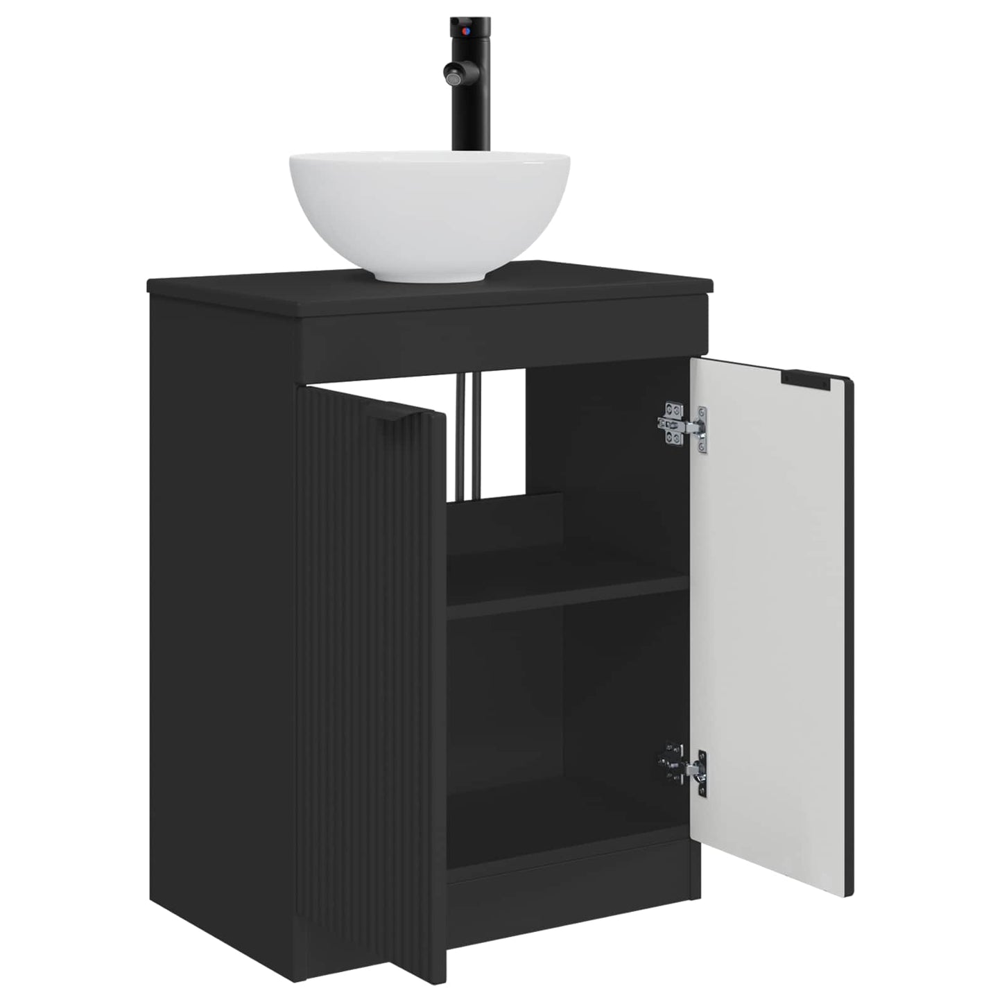 vidaXL Καθρέφτης μπάνιου με νιπτήρα Μαύρο 54 x 35 x 83 εκ
