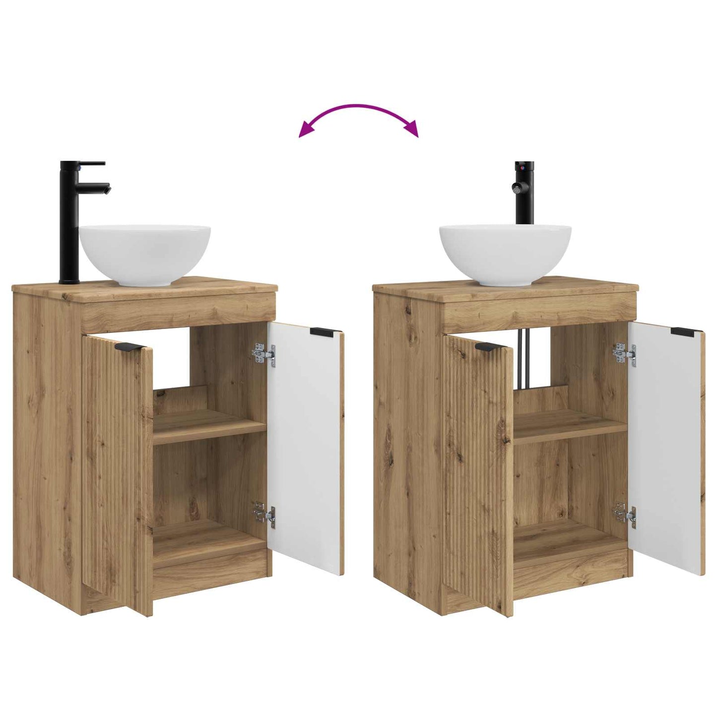 vidaXL Καθρέφτης μπάνιου με νιπτήρα Artisan Δρυς 54 x 35 x 83 εκ