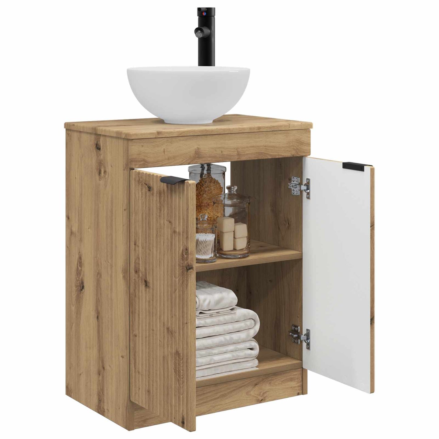 vidaXL Καθρέφτης μπάνιου με νιπτήρα Artisan Δρυς 54 x 35 x 83 εκ