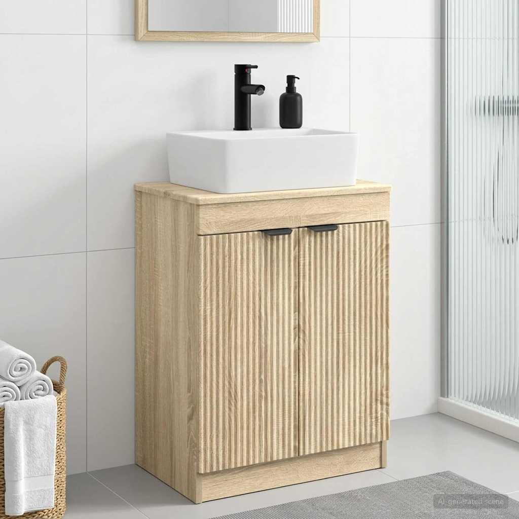 vidaXL Καθρέφτης μπάνιου με νιπτήρα Sonoma Δρυς 54 x 35 x 83 εκ