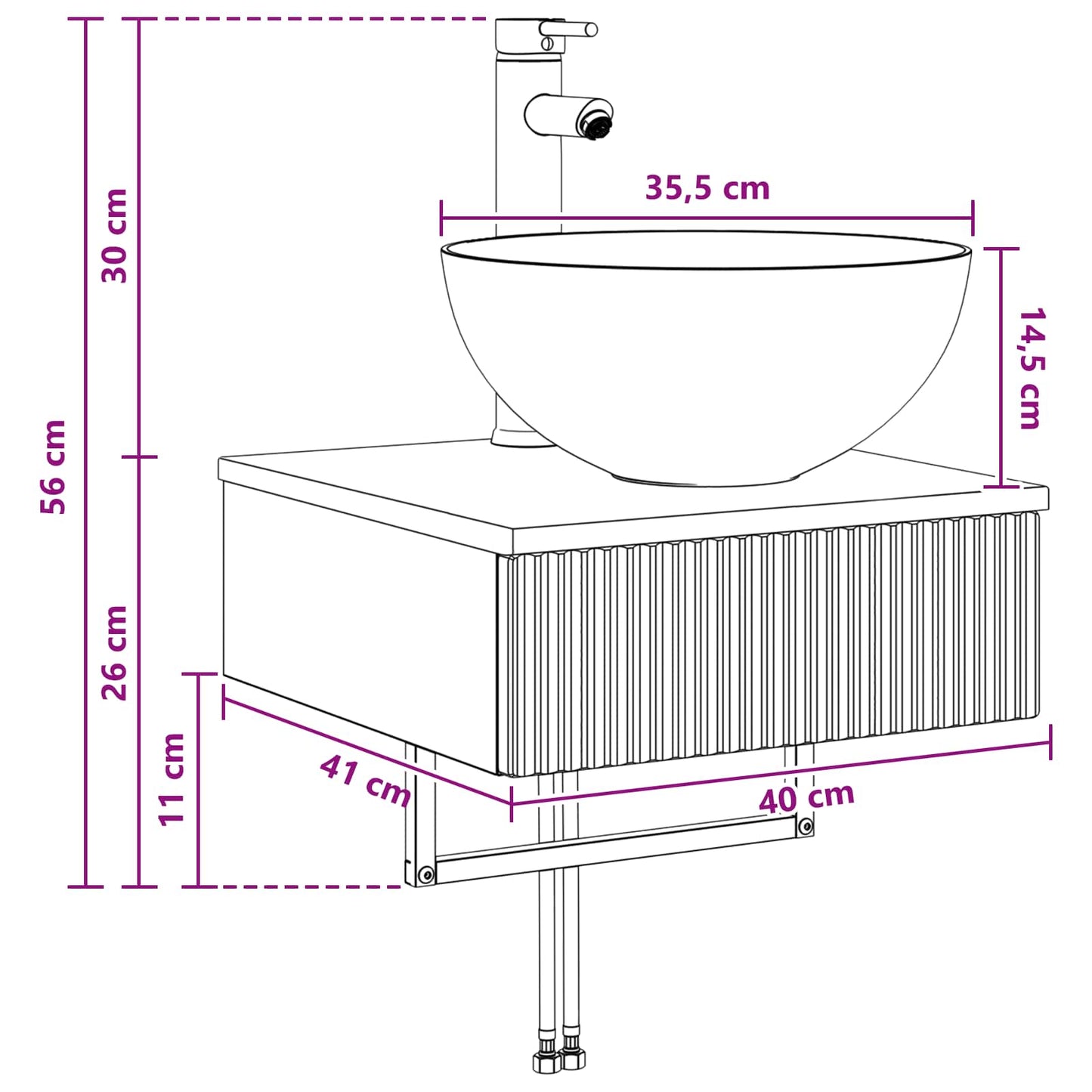 vidaXL Νιπτήρας Τοίχου Γυαλιστερό Λευκό 40 x 41 x 40,5 εκ