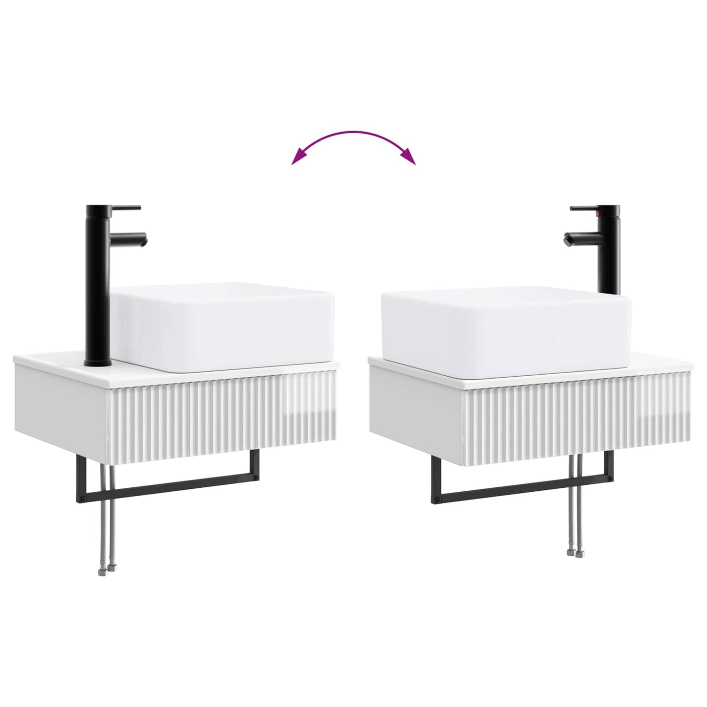vidaXL Νιπτήρας Τοίχου Γυαλιστερό Λευκό 50 x 41 x 39 εκ.